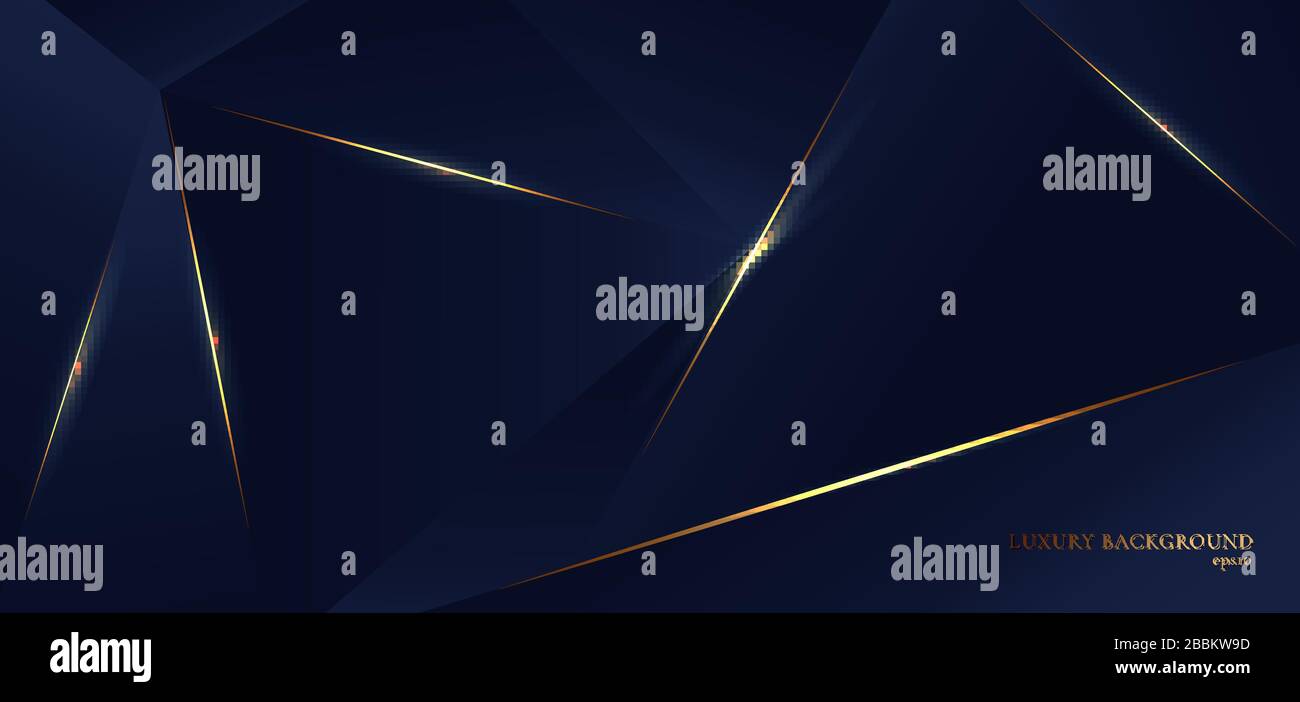 Abstract blue polygon triangles shape pattern background with golden ...