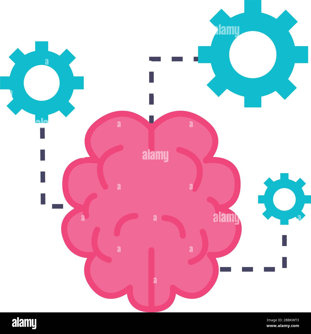 brain with gears flat style icon Stock Vector Image & Art - Alamy