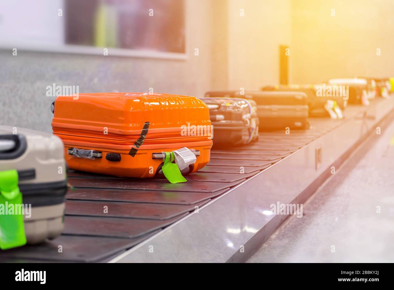 Suitcase or luggage with conveyor belt in the airport Stock Photo Alamy