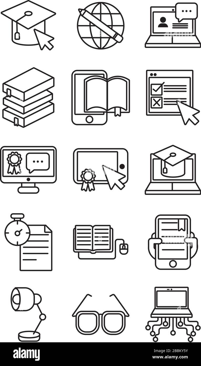bundle of education online set icons Stock Vector Image & Art - Alamy