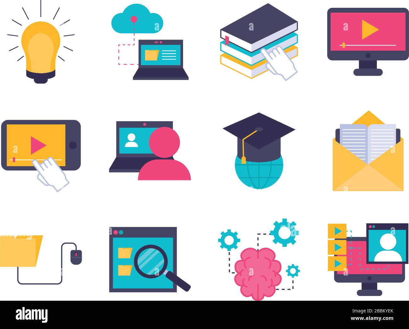 bundle of education online set icons Stock Vector Image & Art - Alamy