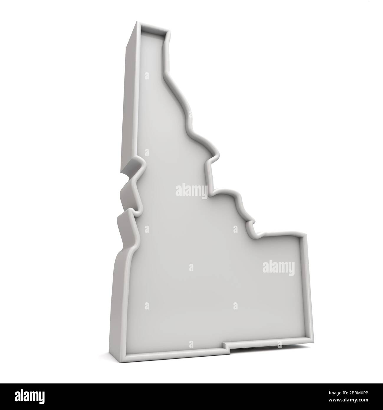 American state of Idaho, simple 3D map in white grey. 3D Rendering Stock Photo
