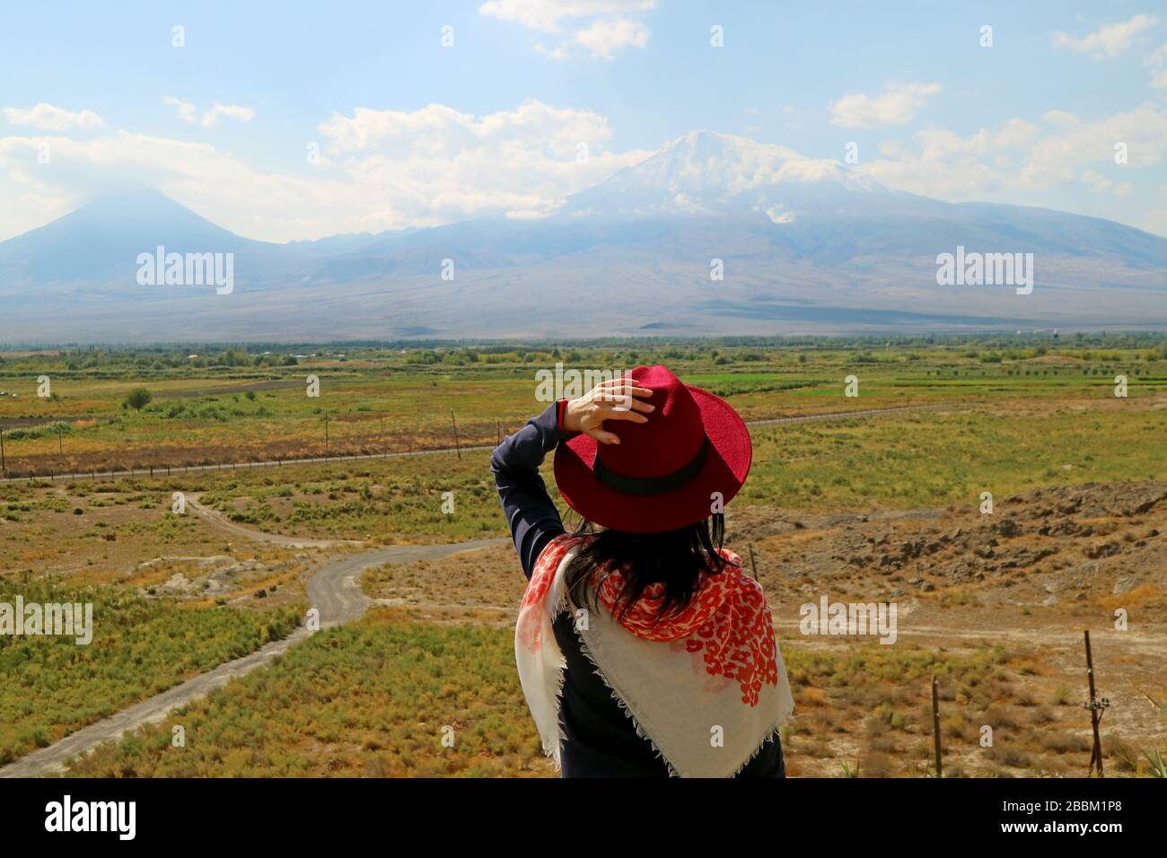 Female Traveler Impressed by Mount Ararat, the Mountains Described in