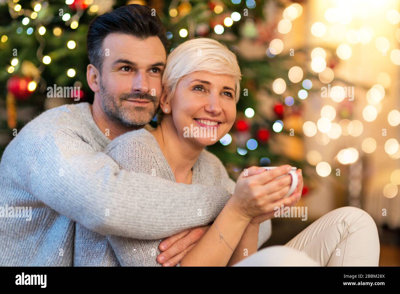 Couple together on Christmas Stock Photo