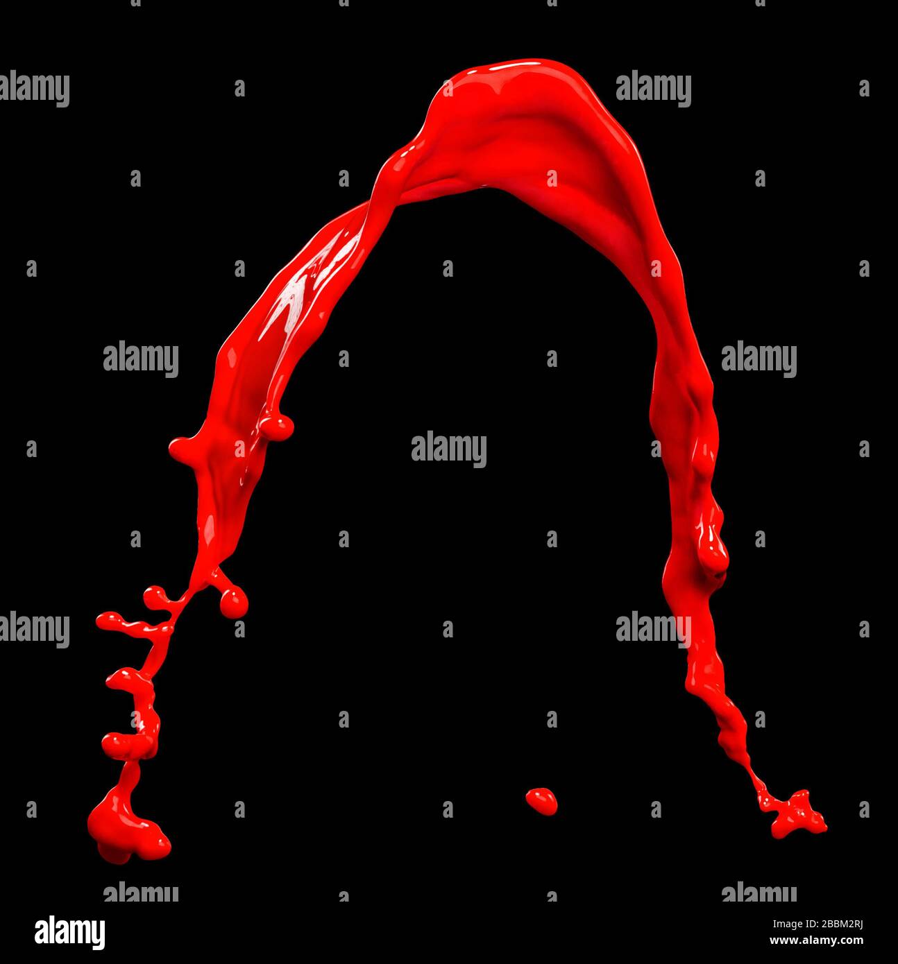 splendid red paint splash isolated on black background Stock Photo