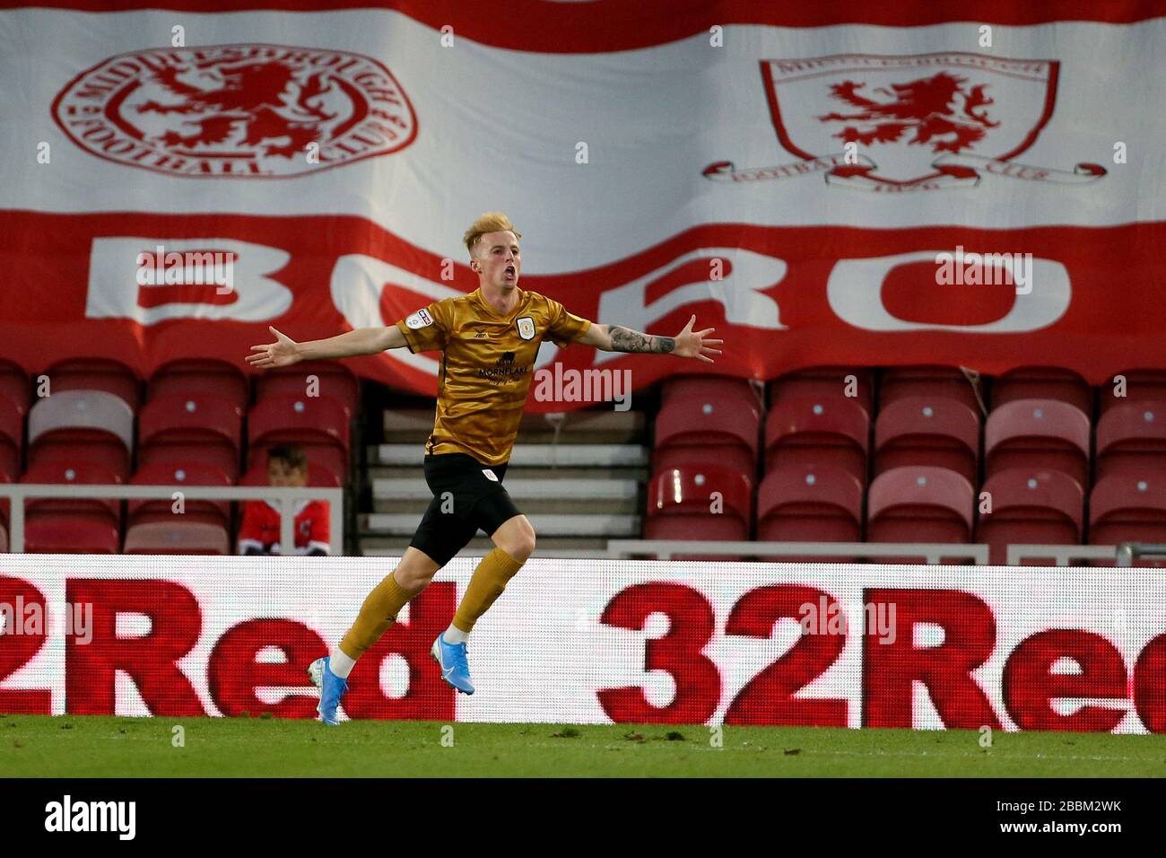 Crewe Alexandra's Charlie Kirk celebrates his goal Stock Photo