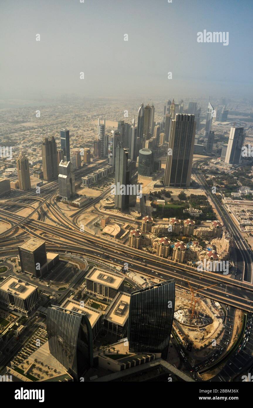 Aerial view of Dubai, United Arab Emirates, Middle East. Stock Photo