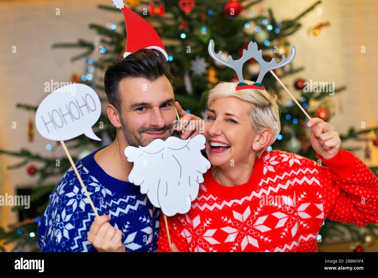 Couple together on Christmas Stock Photo
