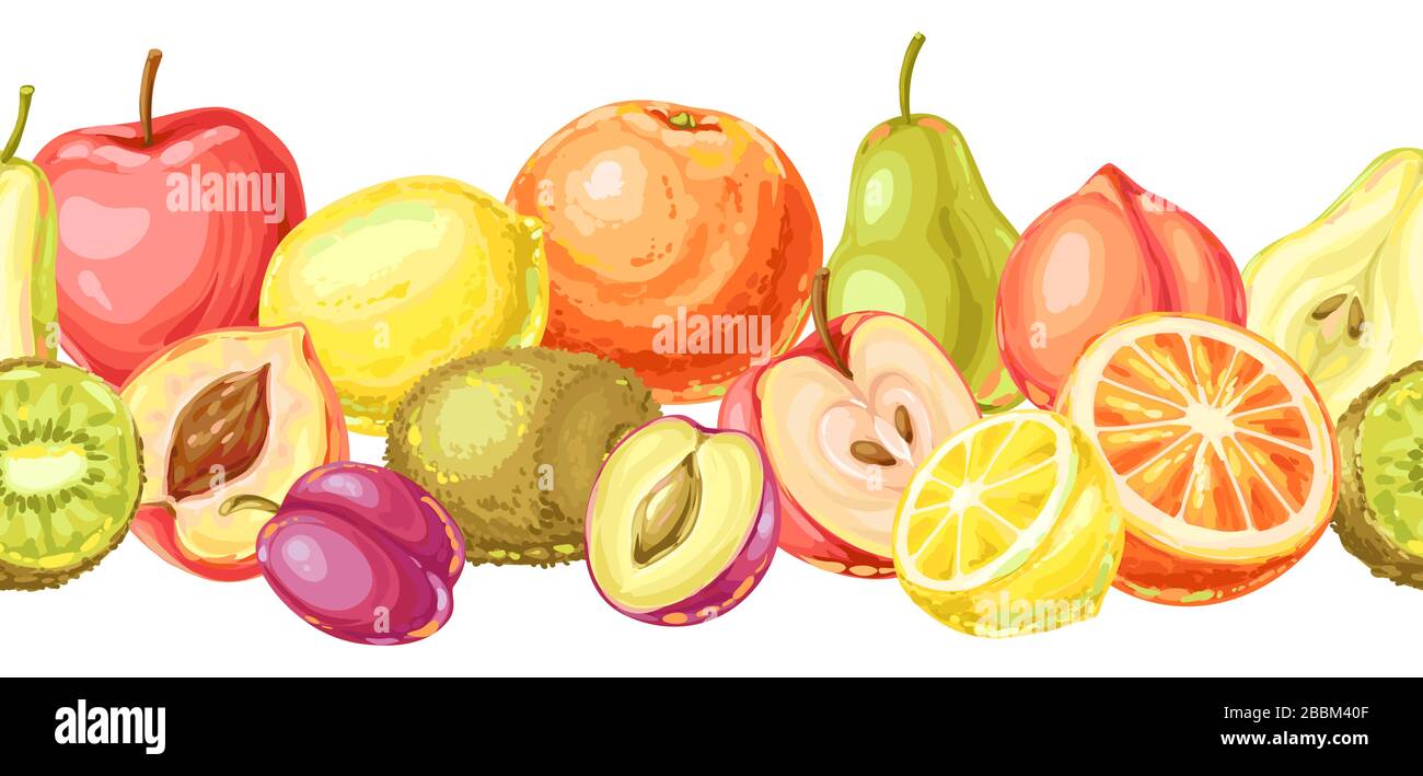 Seamless pattern with ripe fruits Stock Vector Image & Art - Alamy