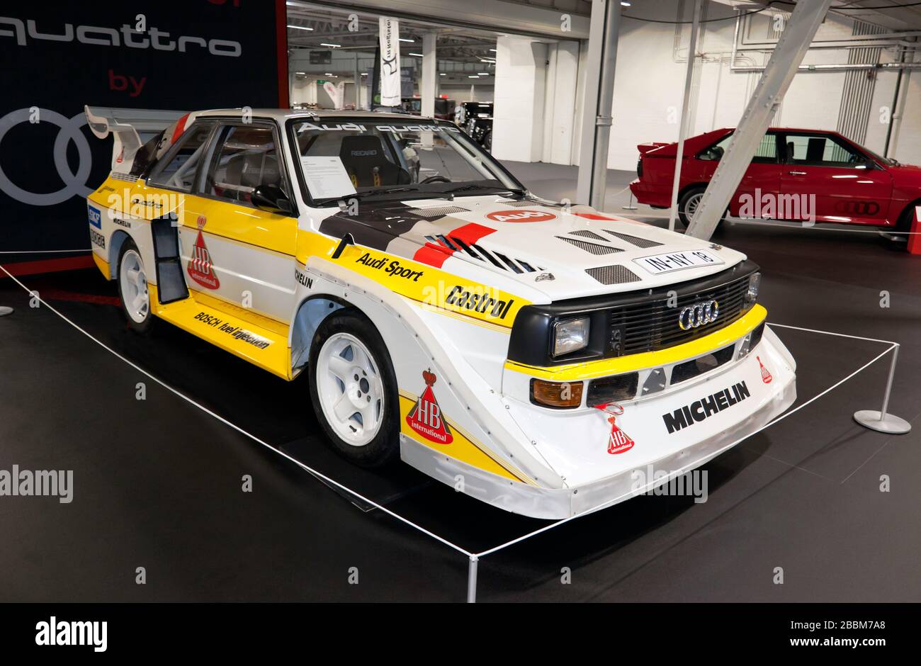 A 1985, Audi S1 E2 Sport Quattro part of a special  40thYears of the Audi Quattro anniversary exhibition at the 2020 London Classic Car Show Stock Photo