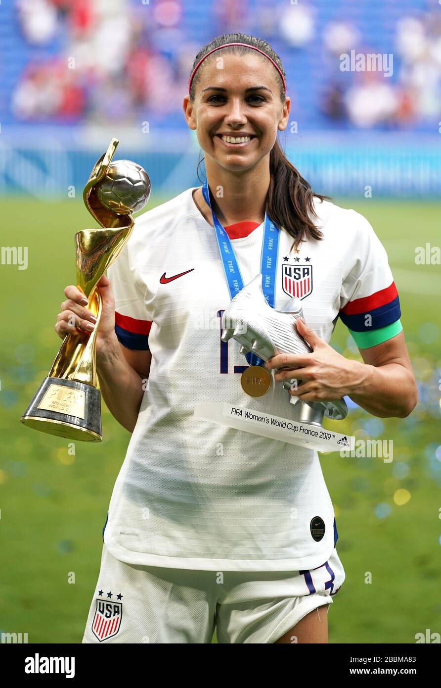 USA's Alex Morgan celebrates with the FIFA Women's World Cup