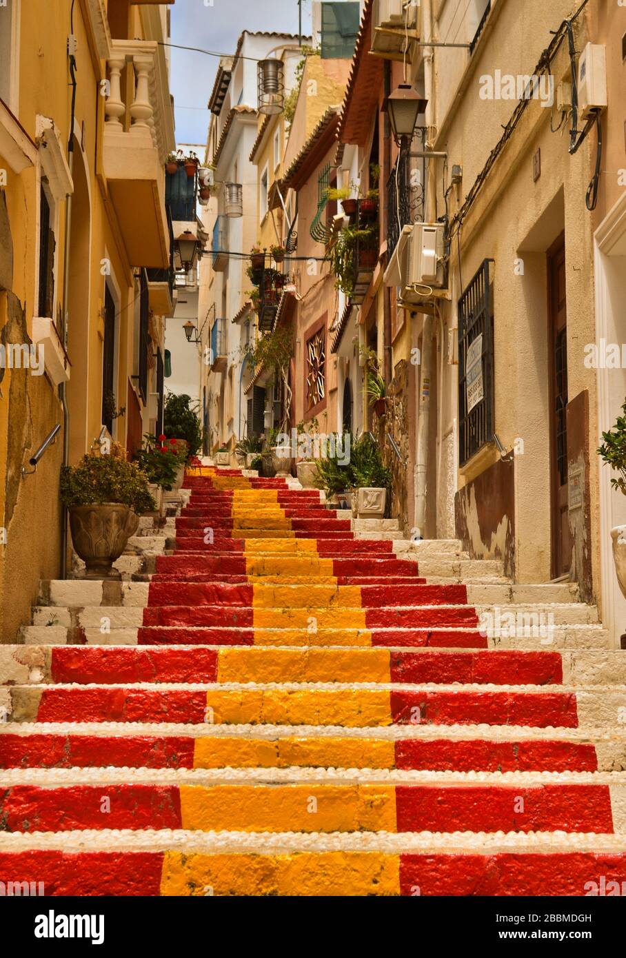 The Spanish Steps, a popular visitor attraction in the town of Calpe, on the Costa Blanca in Spain Stock Photo