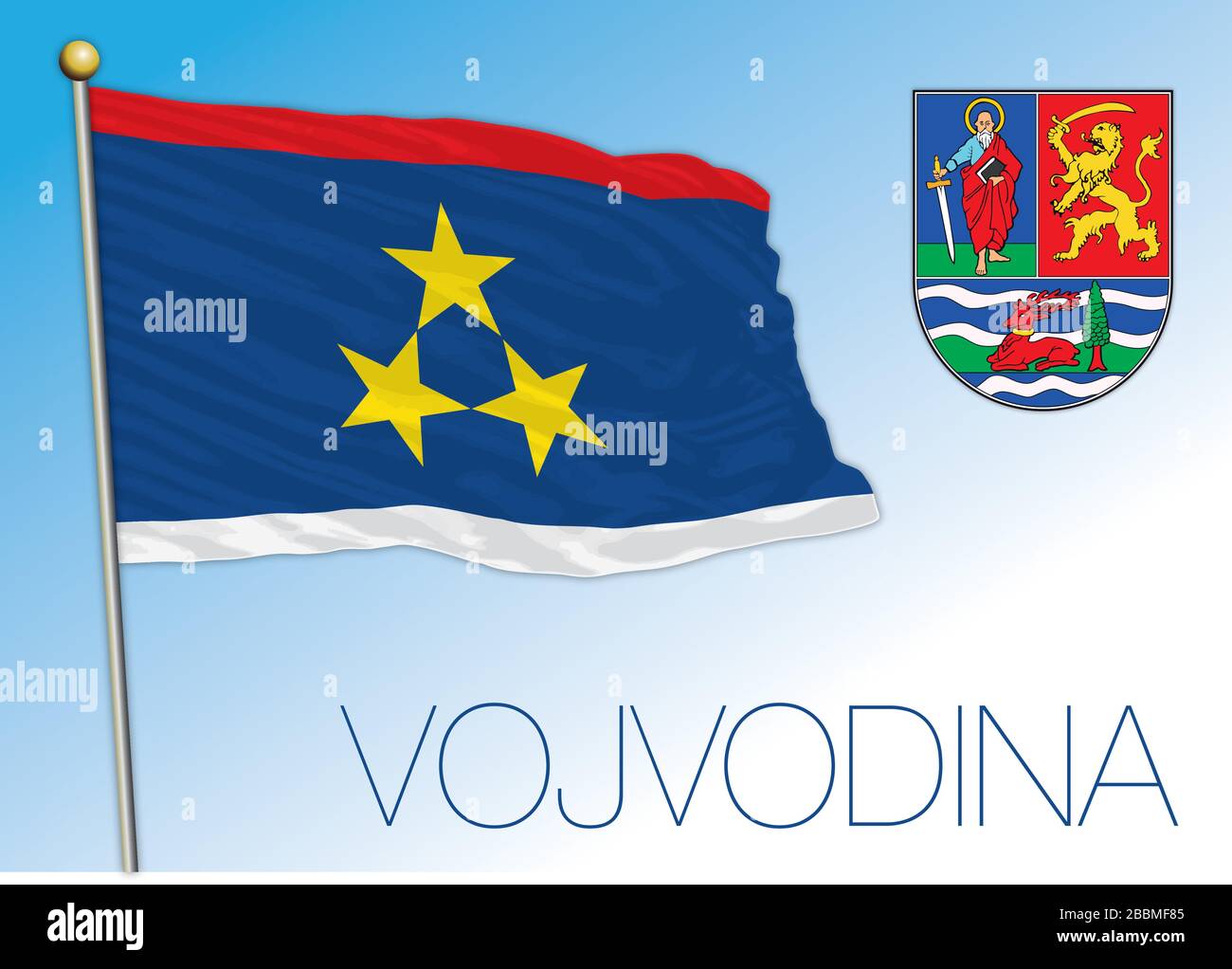 Vojvodina official national flag and coat of arms, Serbia, vector  illustration Stock Vector Image & Art - Alamy