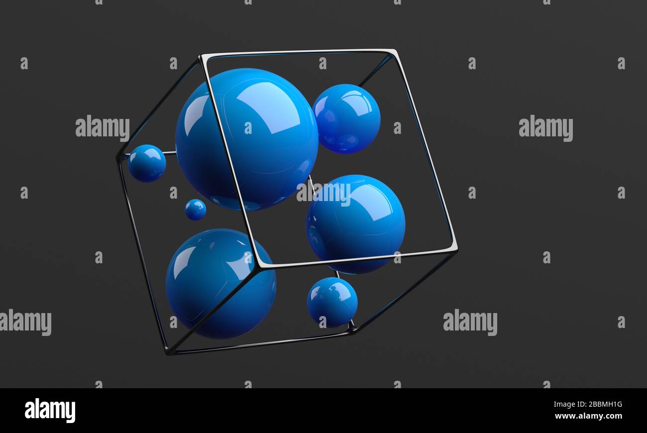 Abstract 3d render, dark background design with spheres Stock Photo - Alamy