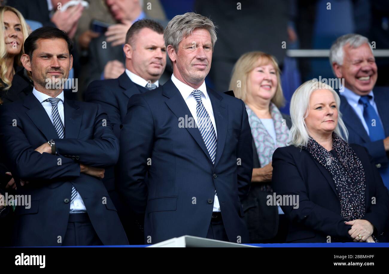 Marcel Brands - Everton Director of Football (centre) Alexander (Sasha) Ryazantsev - Everton Chief Finance and Commercial Officer and Denise Barrett-Baxendale - Everton Chief Executive Officer (CEO) (right) Stock Photo