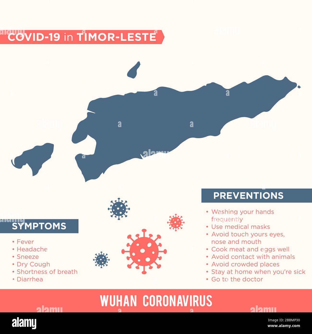 Timor-Leste - Asia Country Map. Covid-29, Corona Virus Map Infographic Vector Template EPS 10. Stock Photo