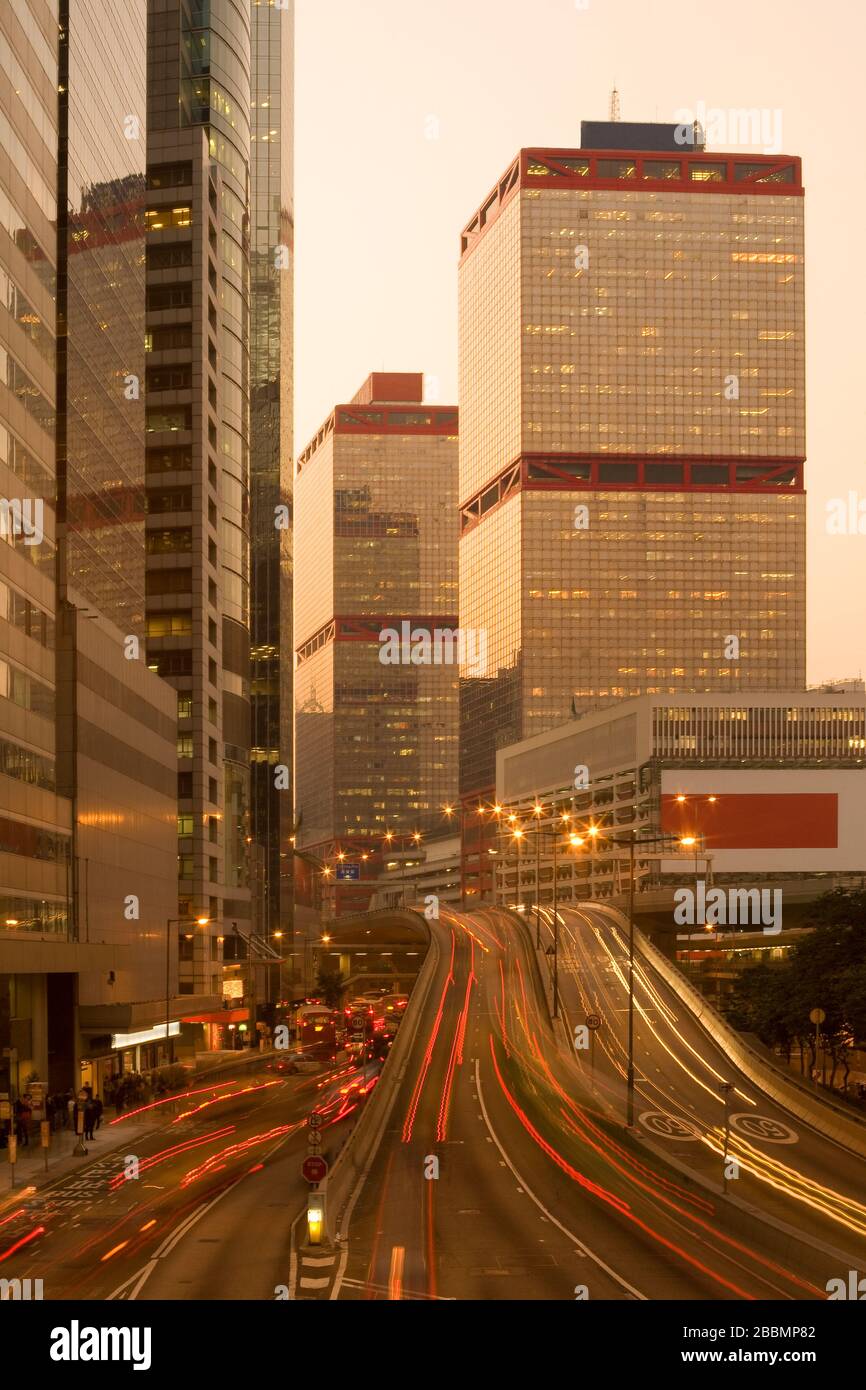 Skyline at Connaught Road in Sheung Wan district, Hong Kong Island