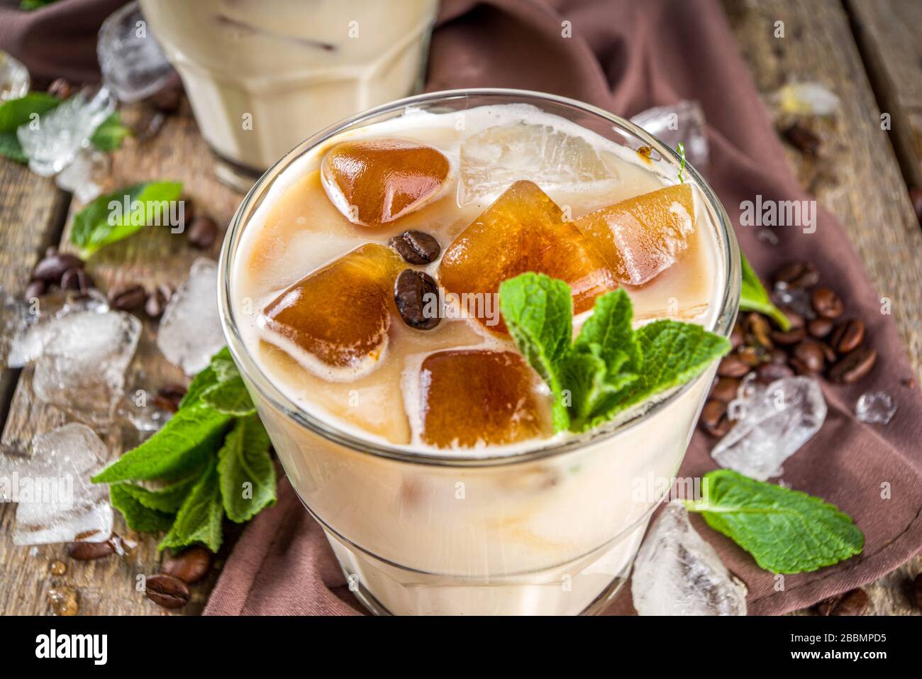 Cold summer coffee, latte, frappe, frappuccino. Coffee iced cocktail