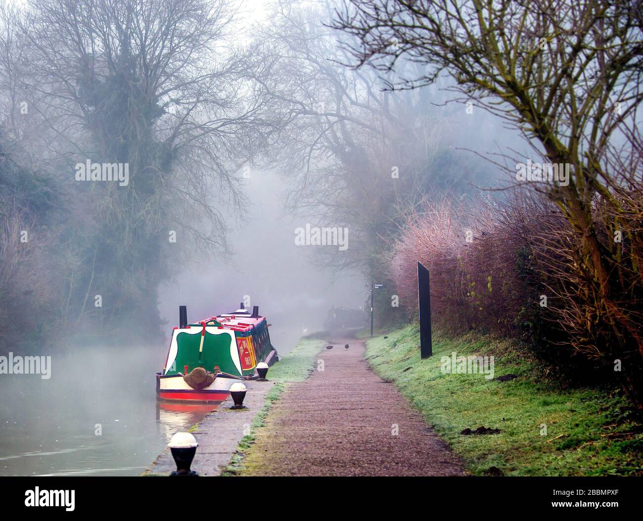 Stoke Bruene canal and canal boats, nr Towcester, Northamptonshire, England Stock Photo