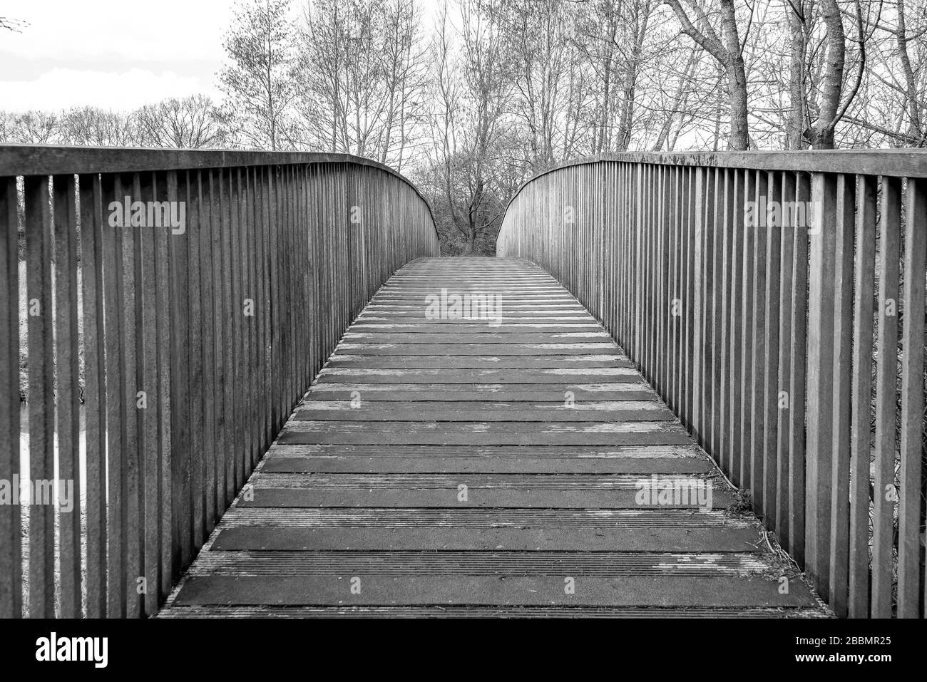 Tove wetland park bridge, Towcester, Northamptonshire, England Stock Photo