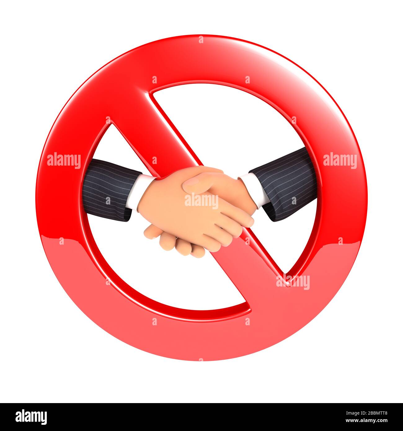 3d no handshake pictogram concept, illustration with isolated white background Stock Photo