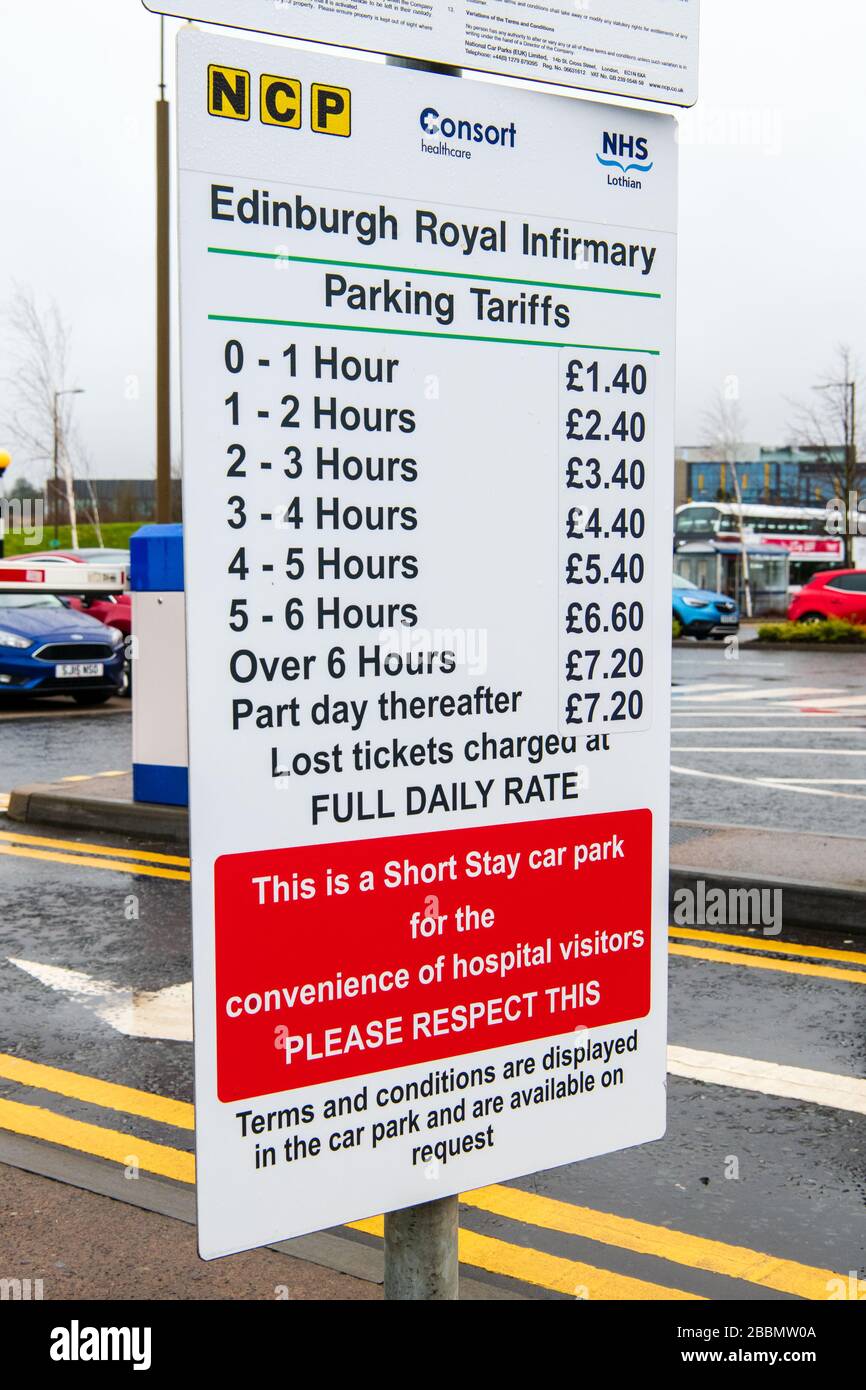 ERI Hospital Car Park, Parking, Charges, NHS, Edinburgh, Staff, Royal Infirmary Stock Photo