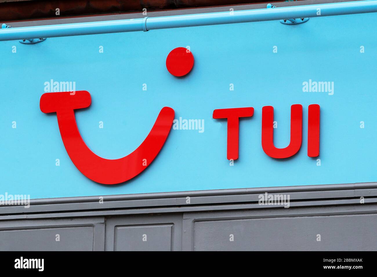 Logo sign for TUI international travel agents, high street, ayr, UK Stock  Photo - Alamy