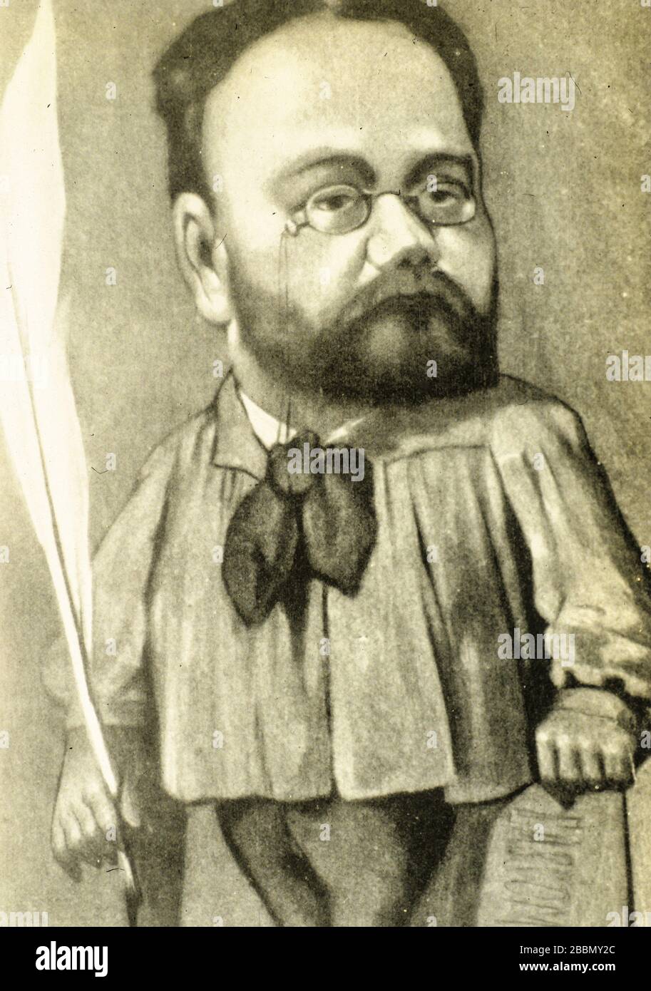 emile zola, caricature, 1876 Stock Photo