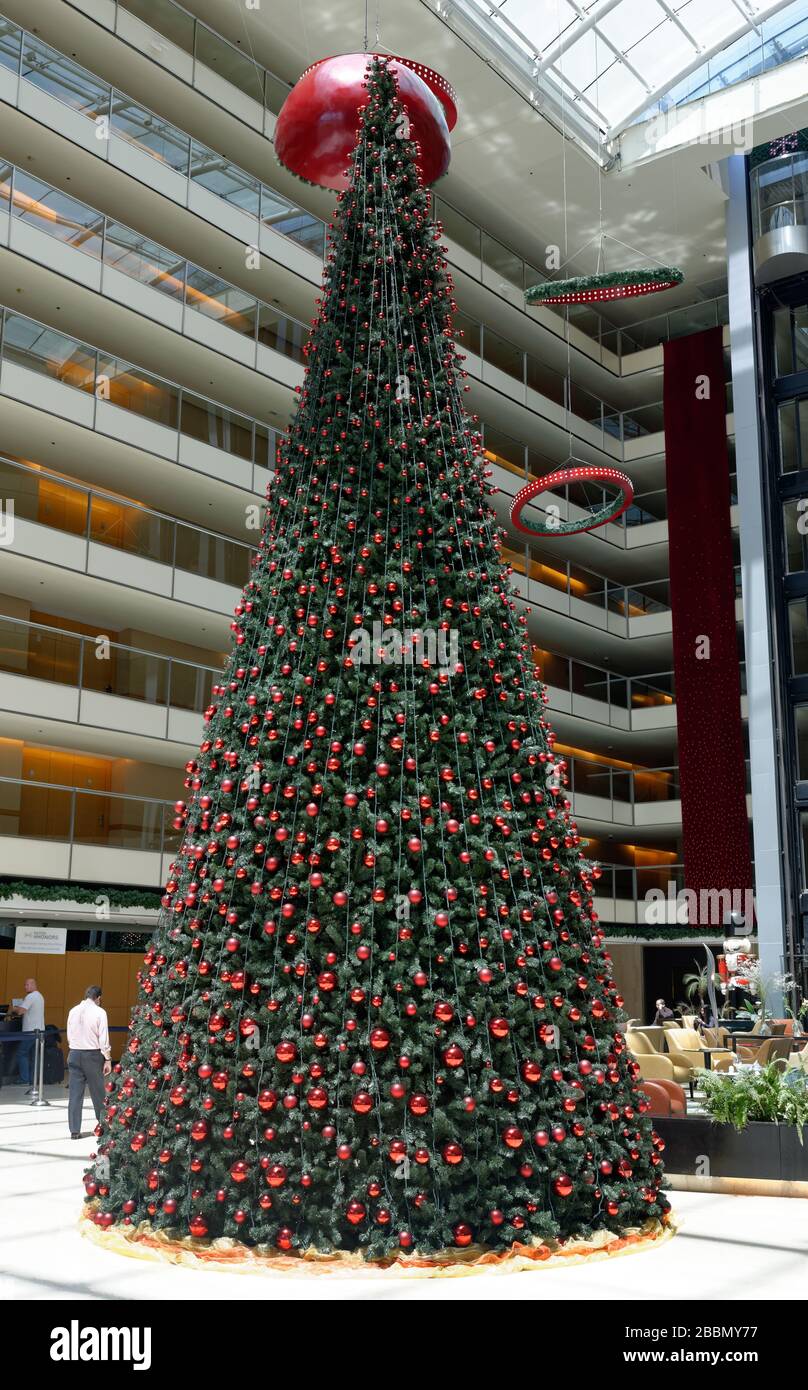 Christmas tree in the atrium of the Hilton Hotel, Buenos Aires, Argentina Stock Photo