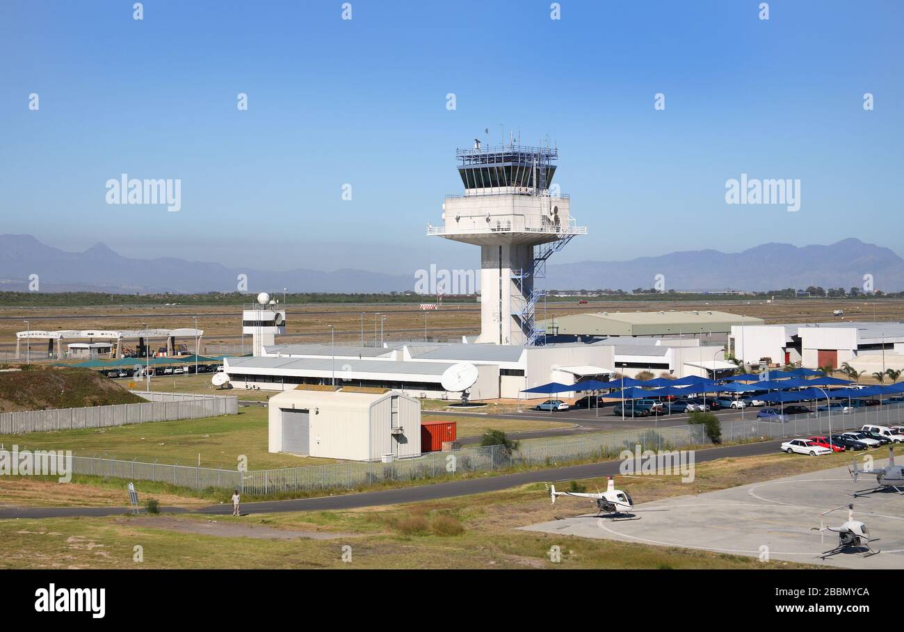 Aerial photo of Cape Town International Airport Air Traffic Control Tower Stock Photo