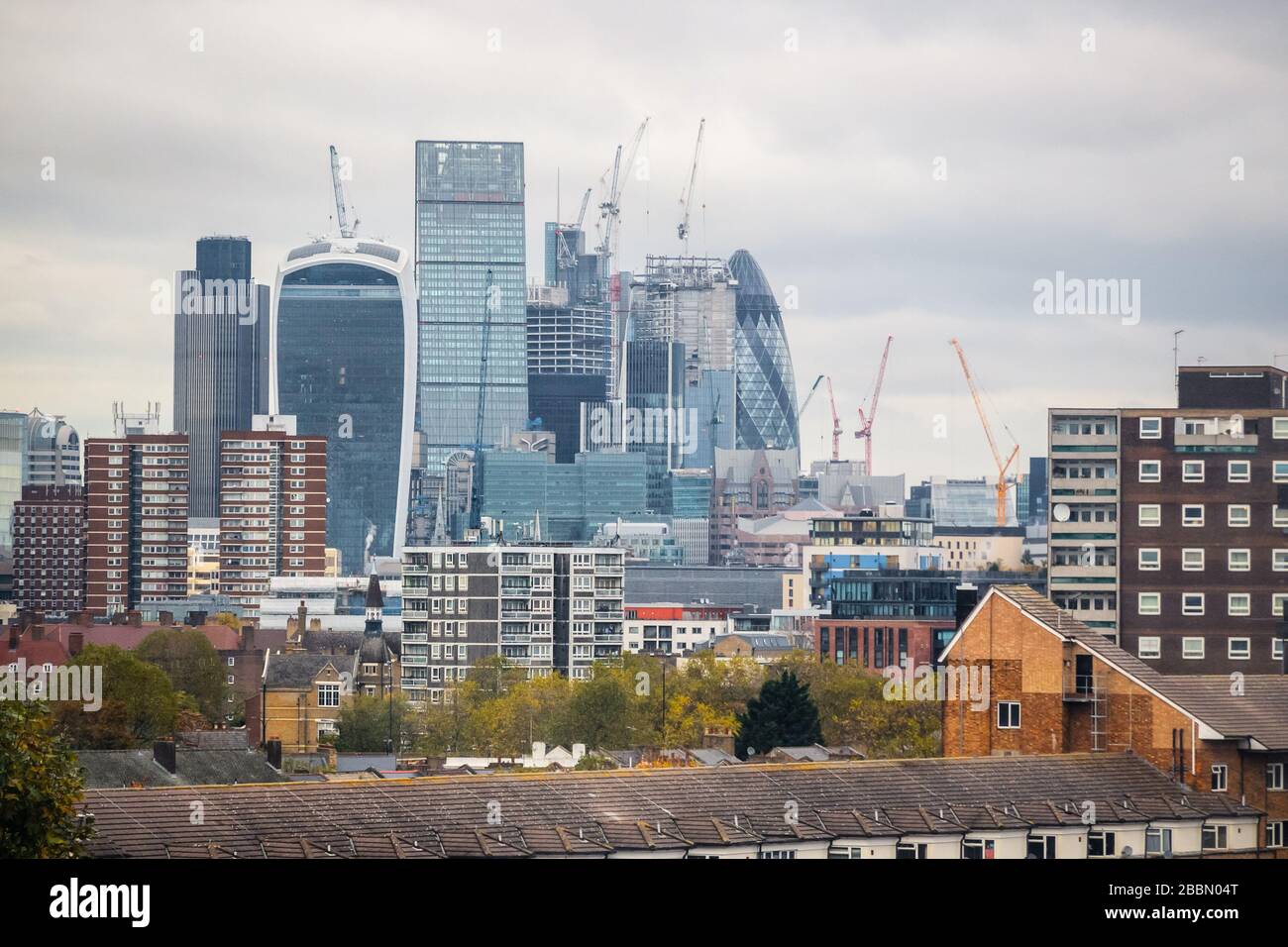 London cityscape with landmarks in an overcast day Stock Photo