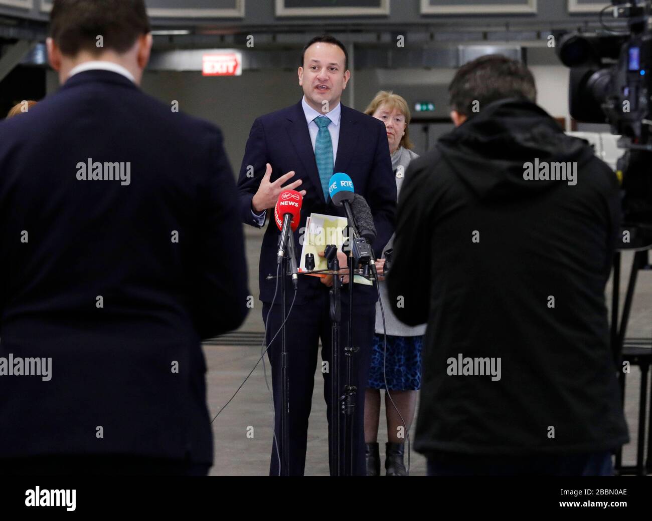 Taoiseach Leo Varadkar speaking to media in the Conference Centre at Citywest Hotel Dublin as preparations get under way for a Covid-19 Isolation and Step Down Facility. Stock Photo