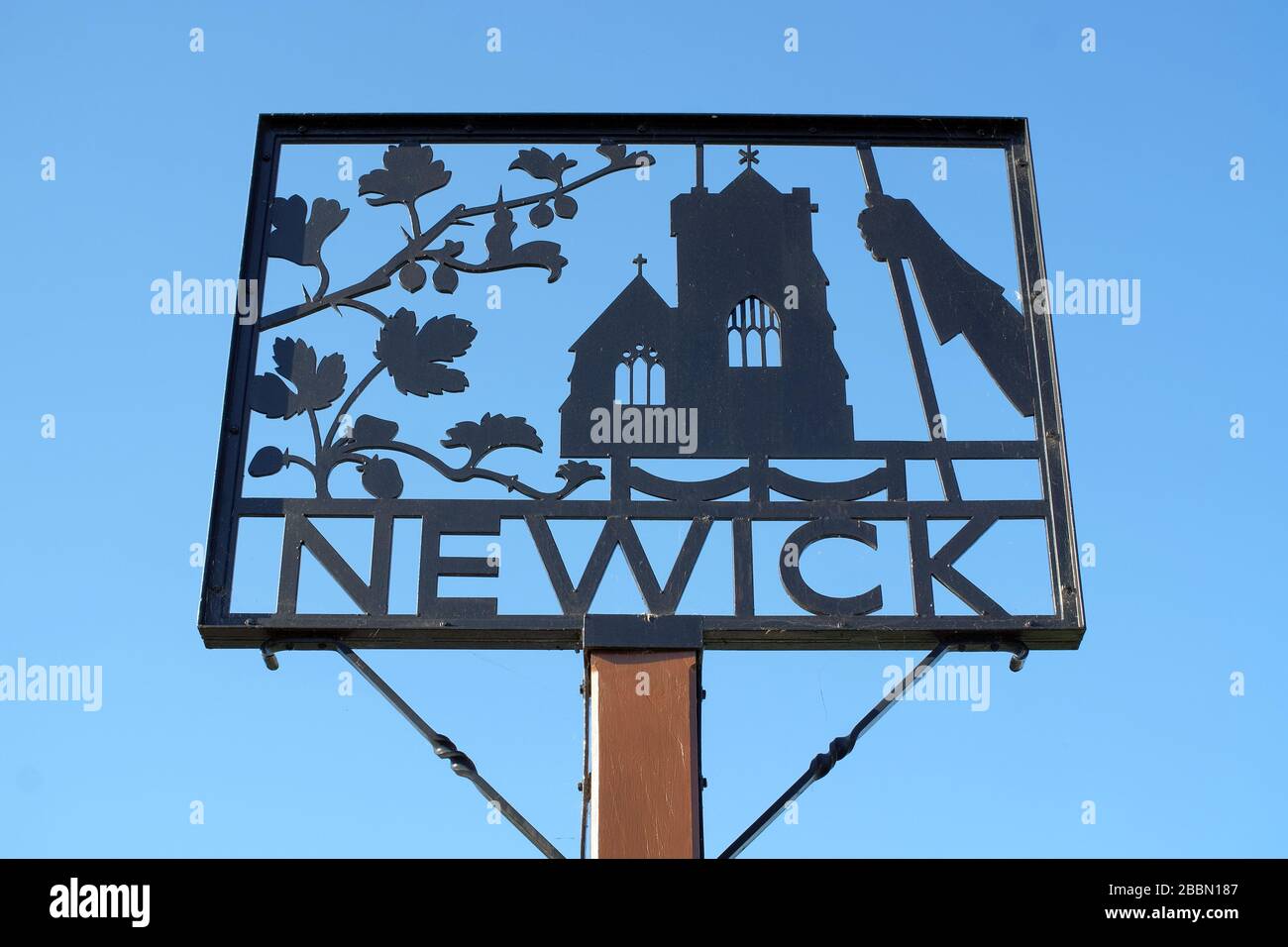 Newick village sign, East Sussex, UK Stock Photo