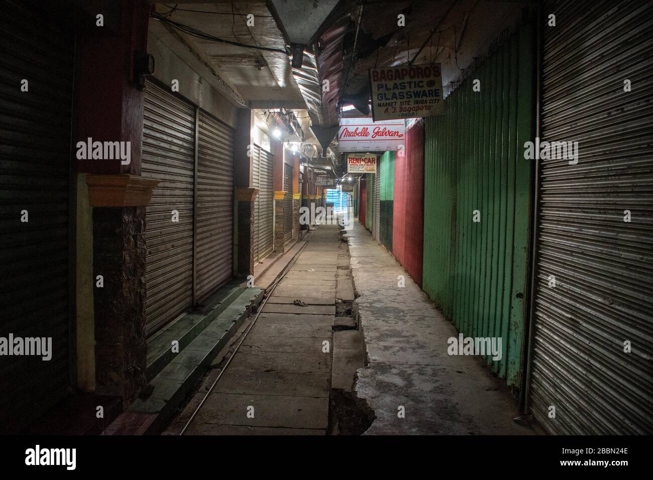 Closed stores in the Philippines due to Corona virus lock down effect in a public market Stock Photo