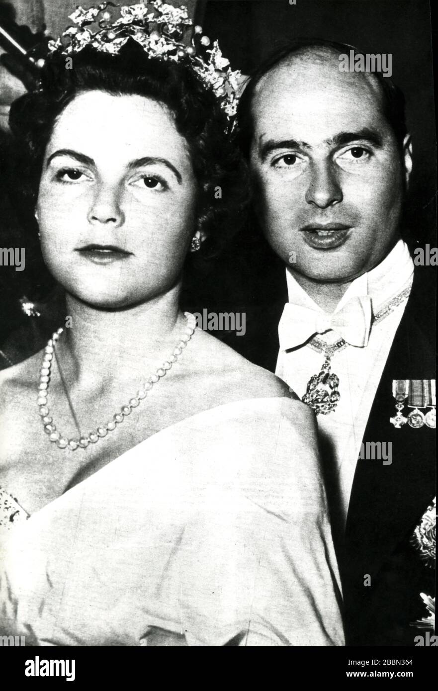 maria pia of savoy and alessandro of Yugoslavia, wedding, cascais, 1955 Stock Photo
