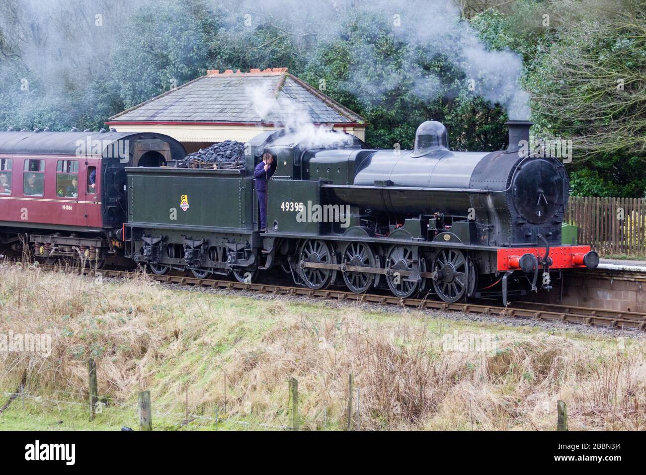 49395 a steam train on the East Lancs Railway Stock Photo