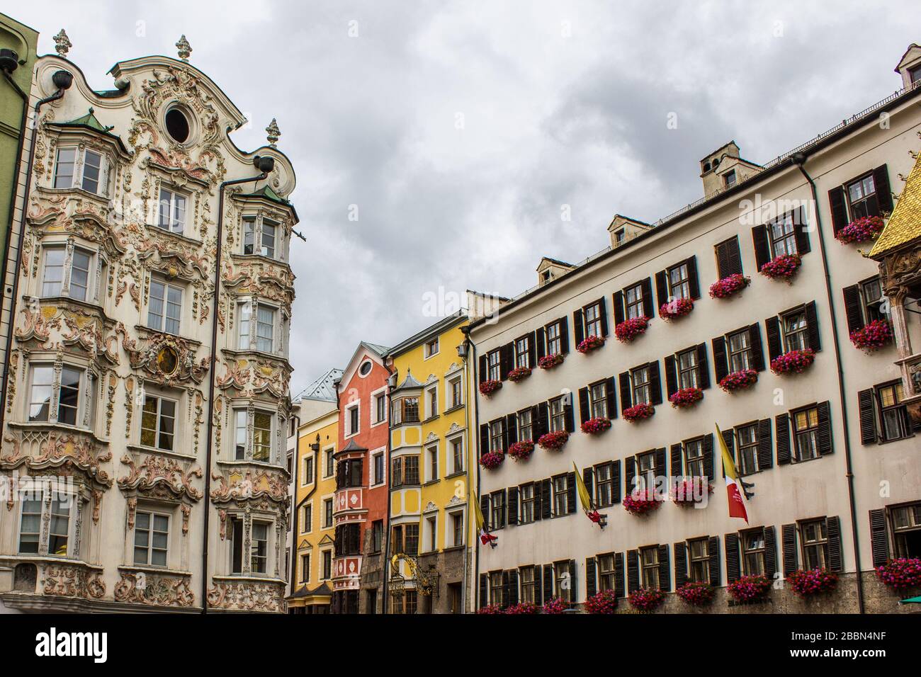 Colorful Buildings of Innsbruck, Austria Stock Photo
