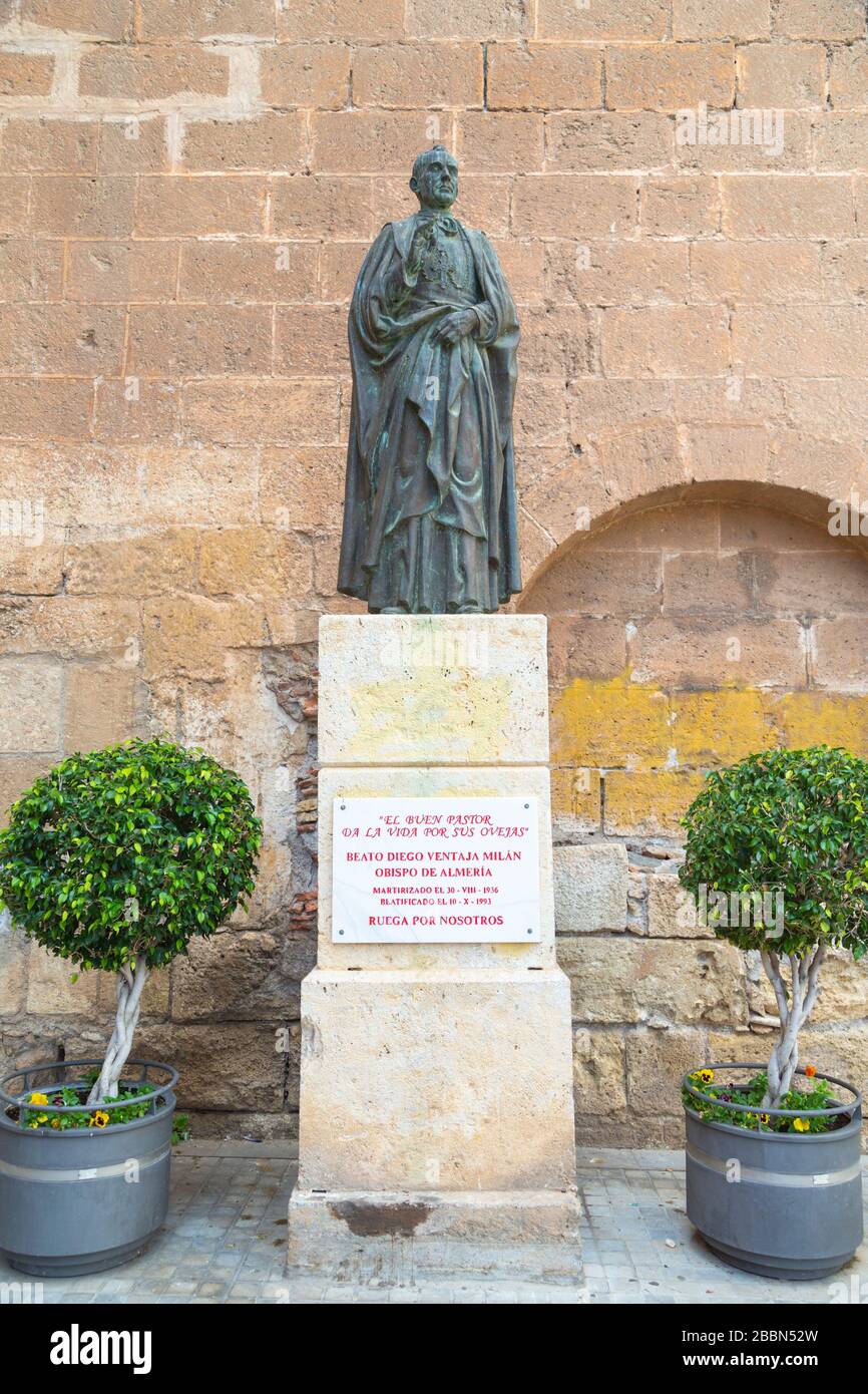 Bronze statue, Beata diego ventaja milan, bishop of almeria, spain Stock Photo