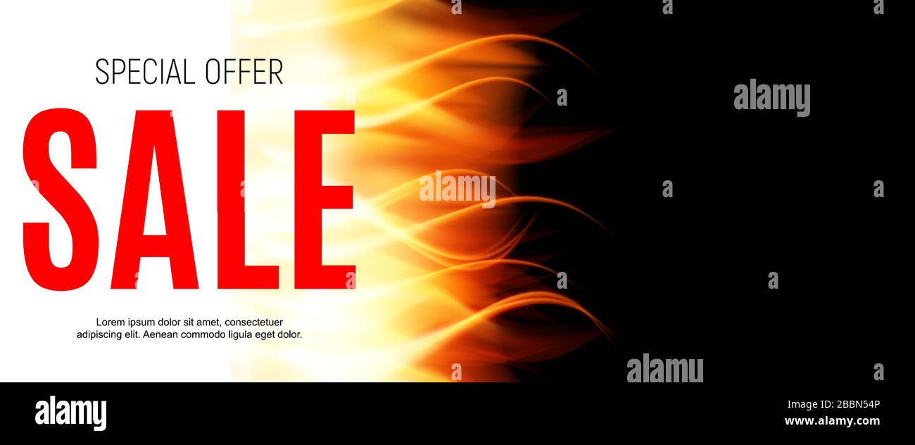 Burning Flame of Fire Sale Background.  Illustration.  Stock Vector