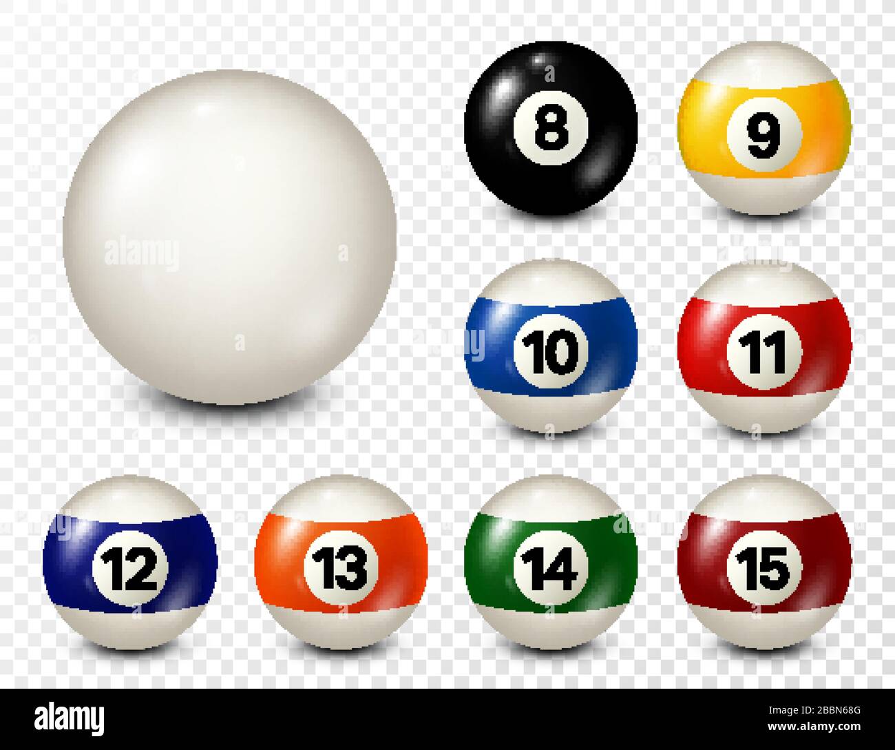 Billiard, pool balls with numbers collection. Realistic glossy snooker