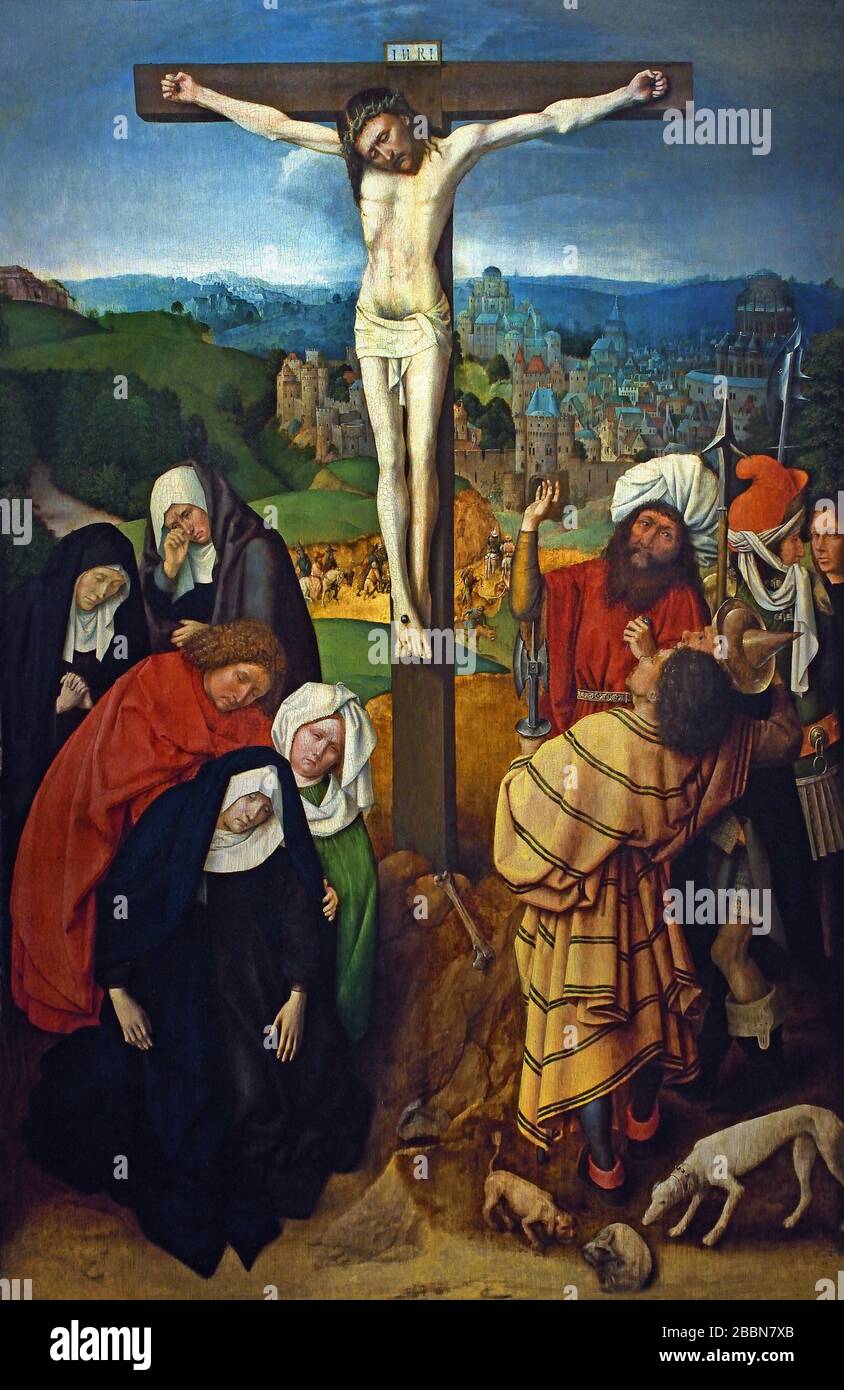 The Crucifixion 1495 by Gerard DAVID 1450 - 1523 Belgian Belgium Dutch Netherlands Stock Photo