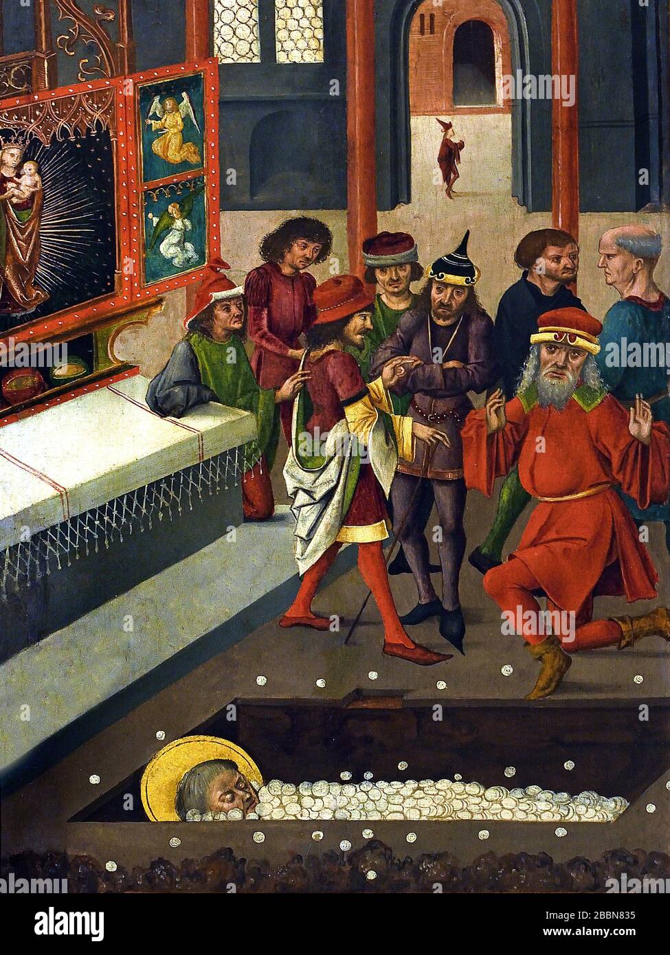 The Miracle of the Hosts at the Tomb of Saint John the Evangelist 1478 Gabriel Mälesskircher ca. 1430, Munich, 1495, German, Germany. Stock Photo