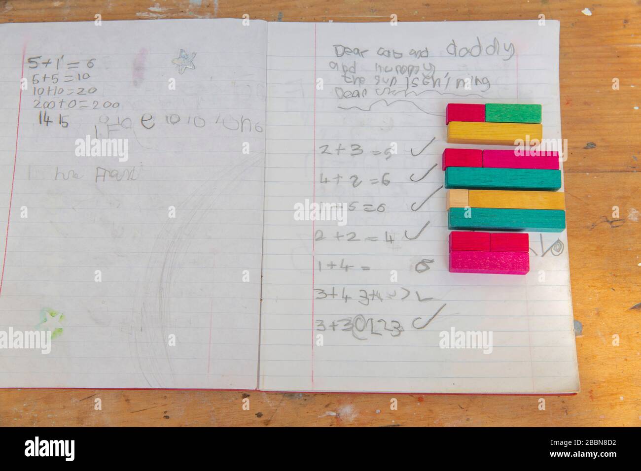 1st April 2020 Cuisenaire wooden counting rods used to calculate