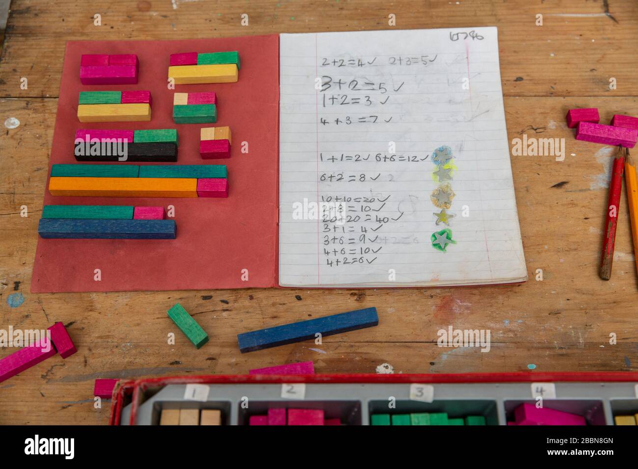 1st April 2020 Cuisenaire wooden counting rods used to calculate