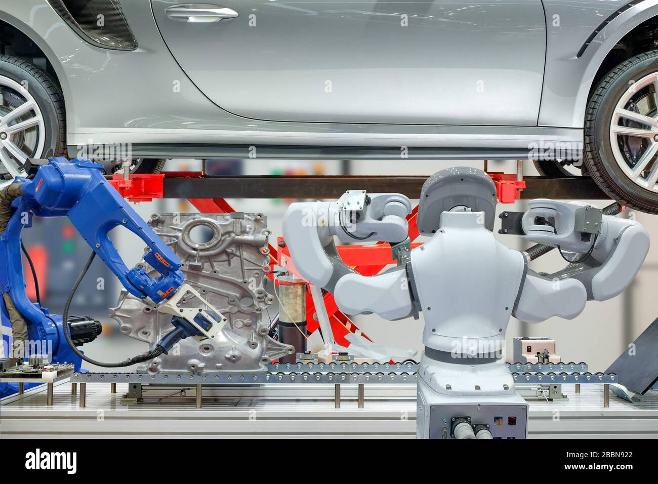 Industrial robotic installed 3D scan device to scanning auto parts for measuring data and