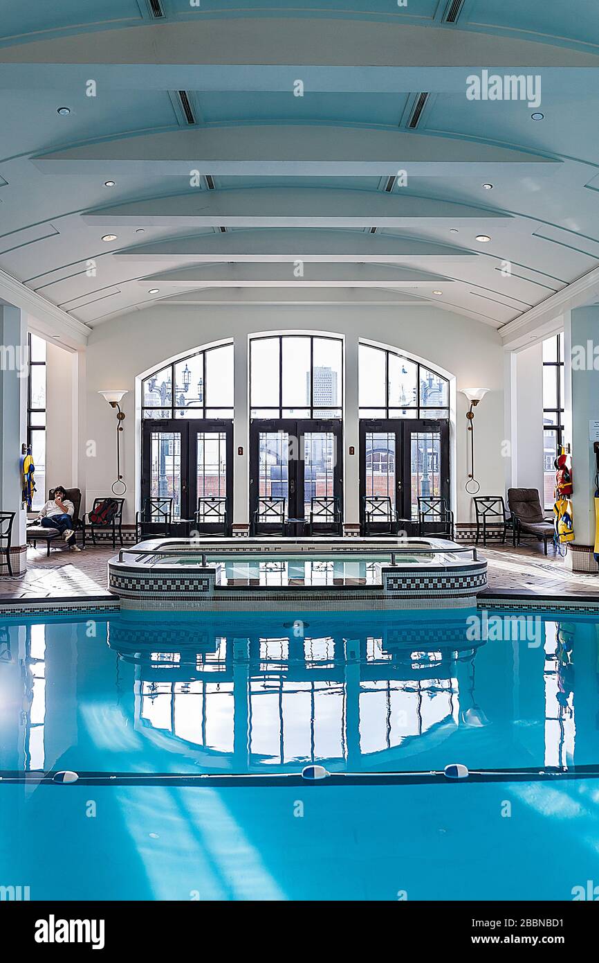 Inside swimming pool at Fairmont Chateau Frontenac Stock Photo Alamy