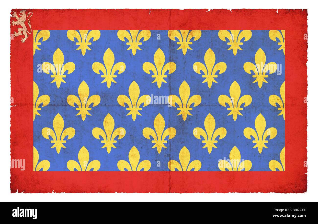 Flag of the Sarthe Departement Manche created in grunge style Stock Photo