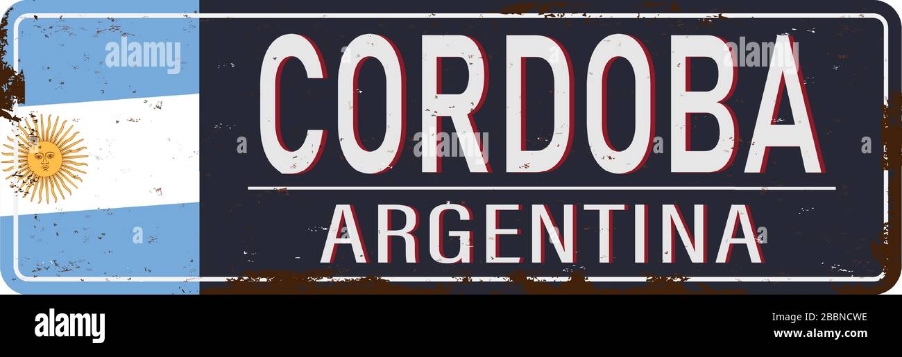 Cordoba road sign isolated on white background. Stock Vector