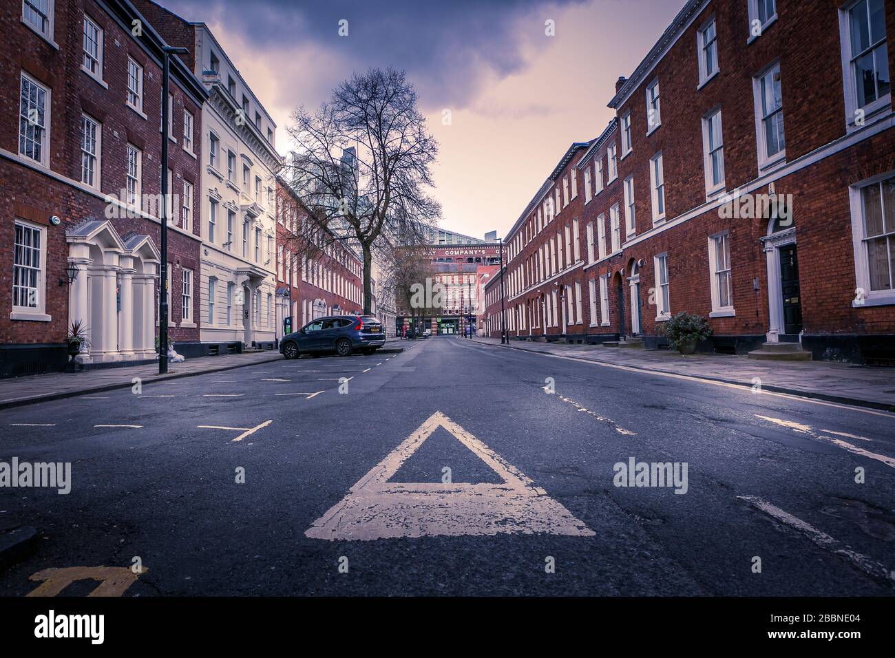 St John Street, Manchester, United Kingdom. Empty streets during the coronavirus outbreak, April 2020. Stock Photo
