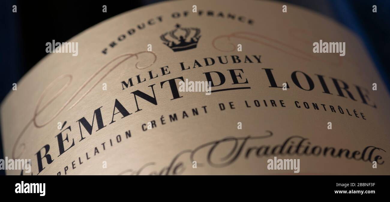 Crémant de Loire sparkling French wine label Stock Photo
